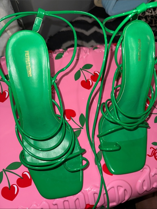PrettyLittleThing Shoes - PrettyLittleThing Green Lace-Up Strappy Sandals